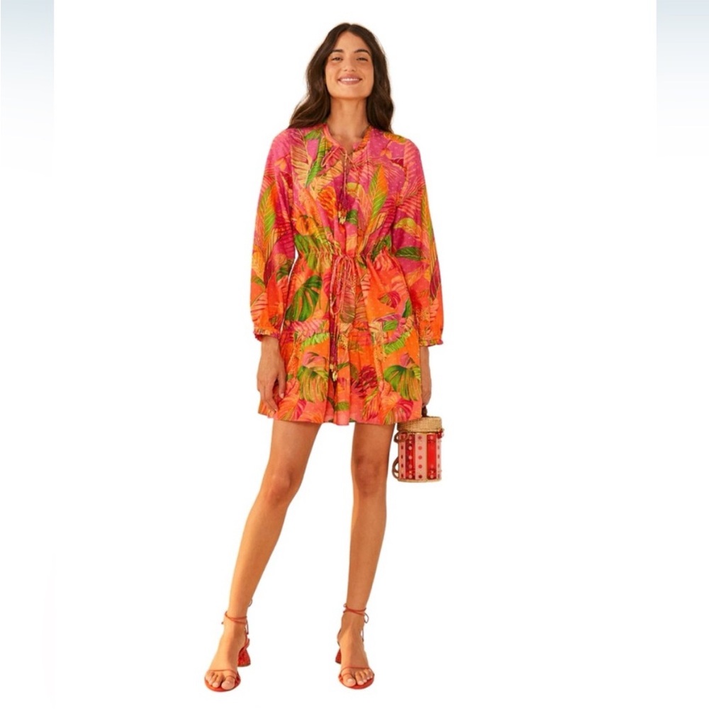FARM Rio Tropical Pink and Orange Mini Dress